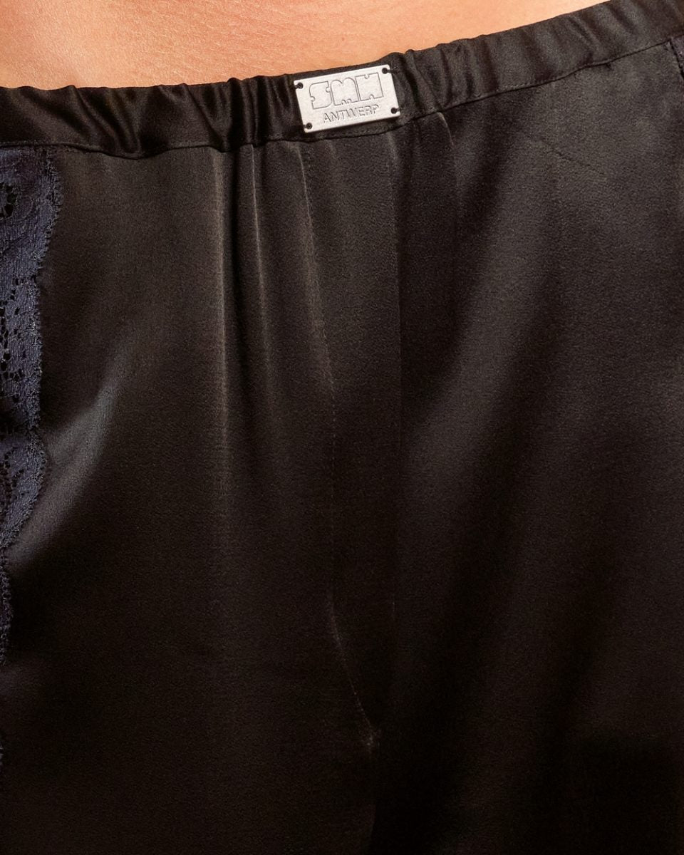 SEA ME HAPPY GISELE SATIN & LACE PANTS BLACK