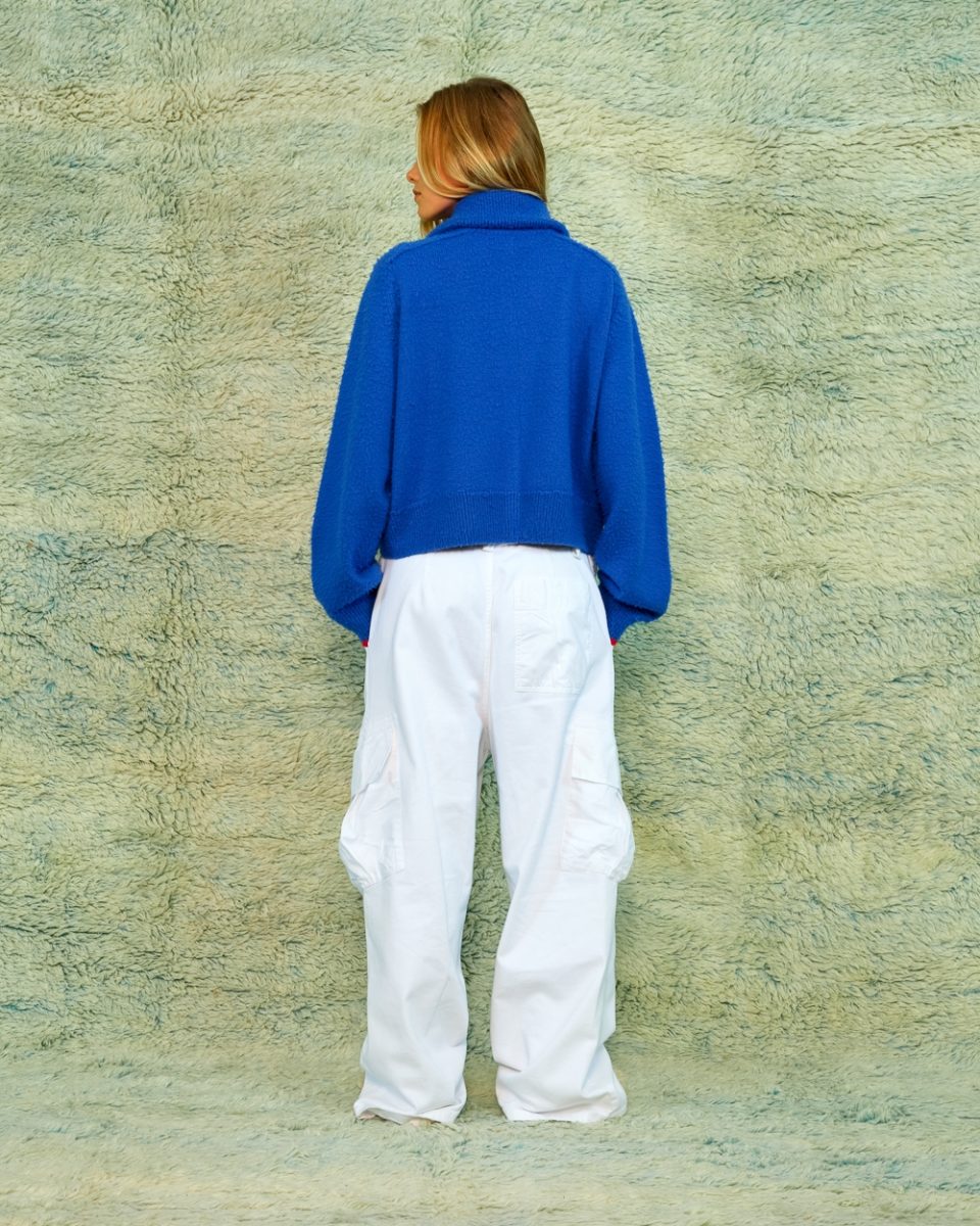 SEA ME HAPPY SCOTTIE ZIP UP SWEATER