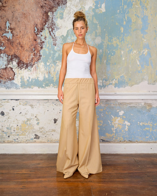 SEA ME HAPPY SUPER WOODY PANTS CASUAL PIN STRIPED - SAND