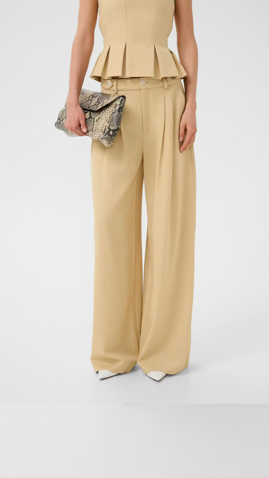 GESTUZ GZSTACY PANTS - PALE HAY MELANGE