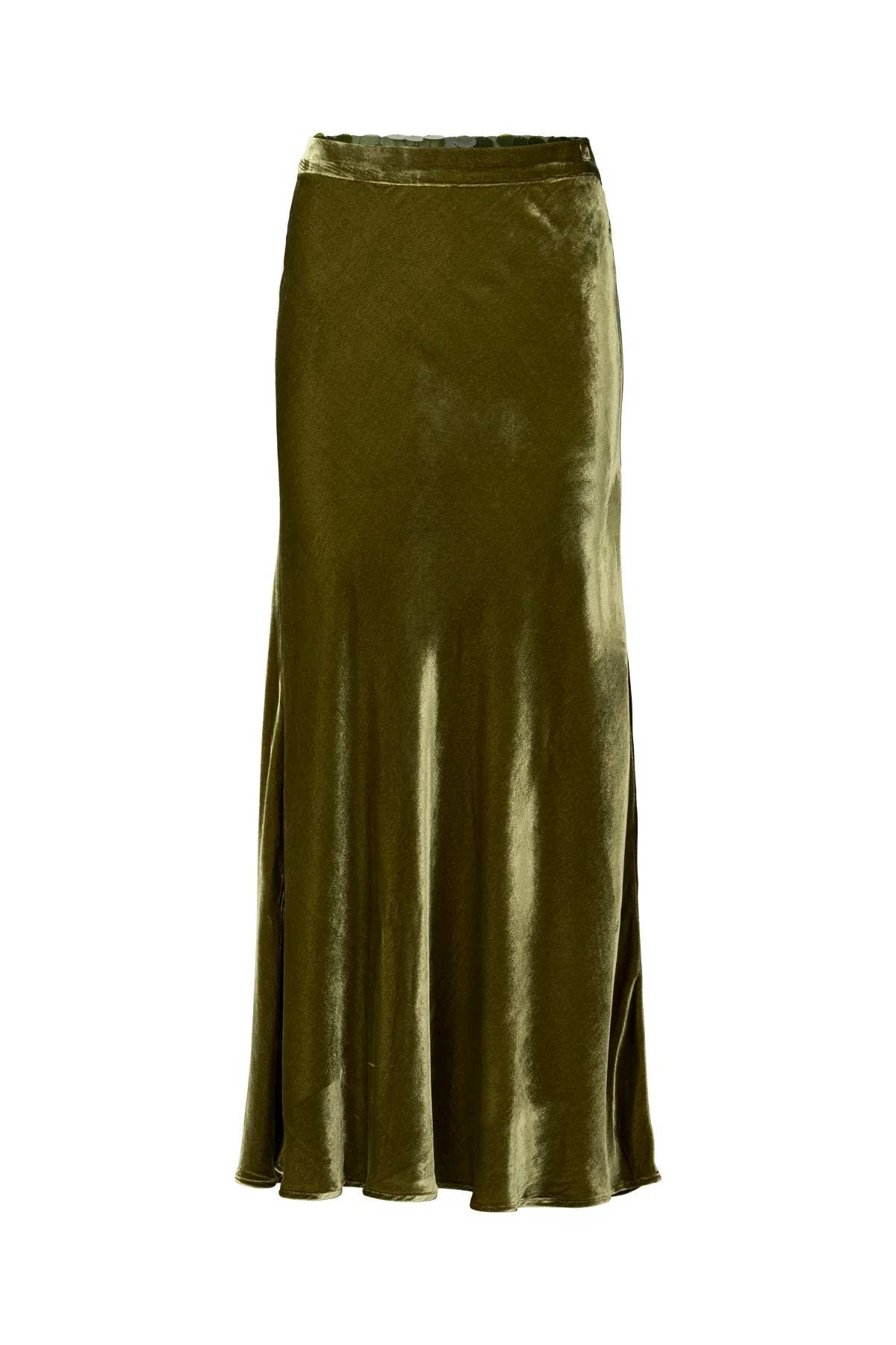 RABENS SALONER ELLERY VELVET BIAS SKIRT - OLIVE