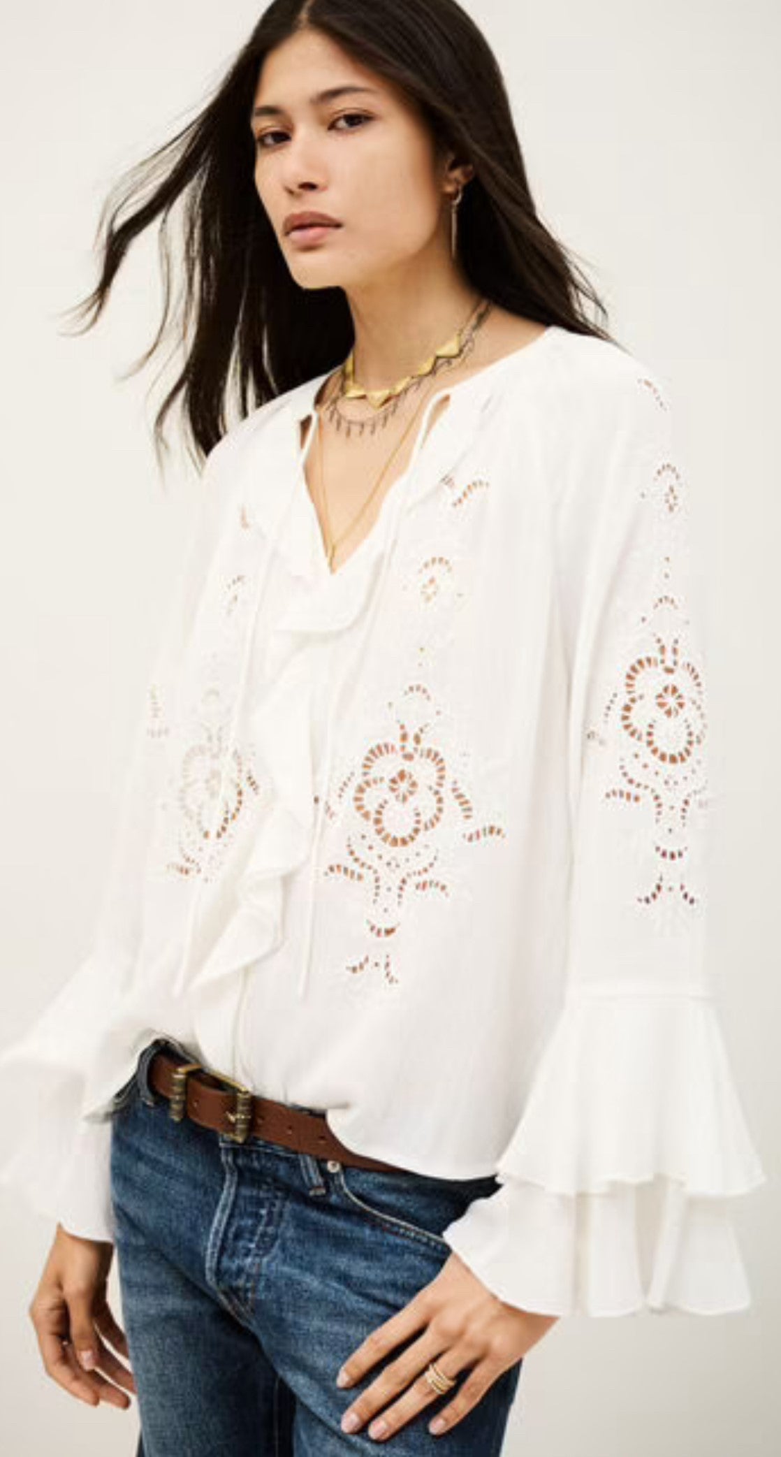 BA&SH - OMAR - FLOUNCED BLOUSE - RAUW