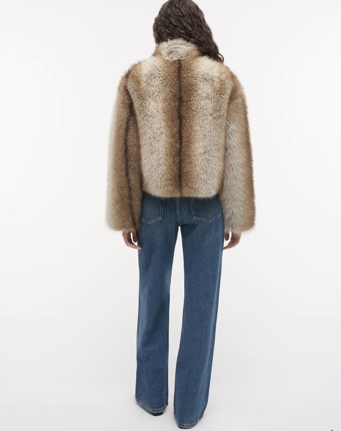 STUDIO AR BY ARMA LUMI CROPPED FAUX FOX JACKET - BEIGE
