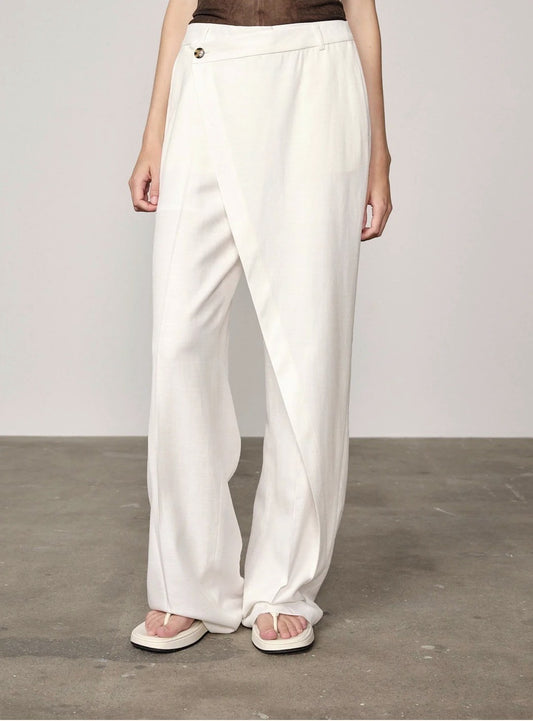 HERSKIND ALINA MID WAIST PANTS - WHITE