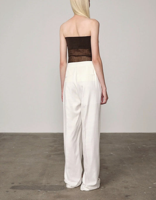 HERSKIND ALINA MID WAIST PANTS - WHITE