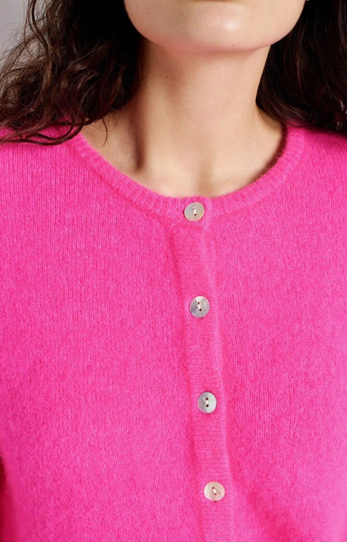 AMERICAN VINTAGE VITOW CARDIGAN - NEON ROZE -PINK MELANGE