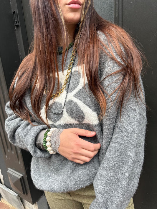 STUDIO AR KIRSTEN BOUCLE KNIT RAVEN MELANGE