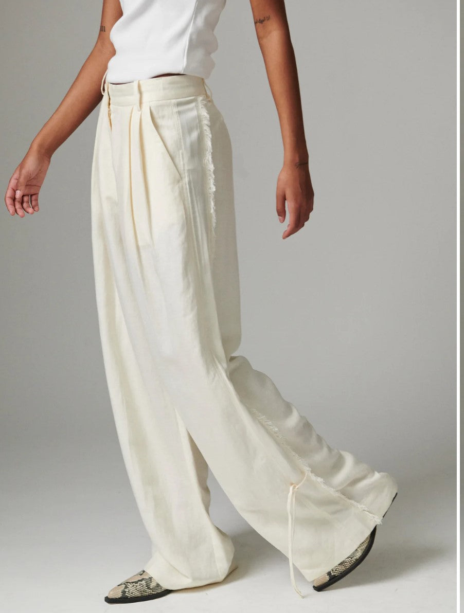 DAY ET BIRGER BELLE PANTALON - CONTRAST LINEN - JET STREAM