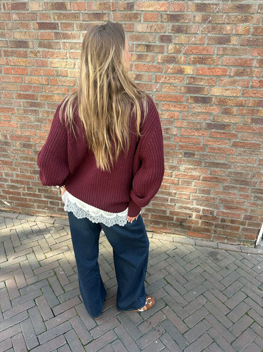 ROTATE KNIT TURTLENECK JUMPER - BURGUNDY