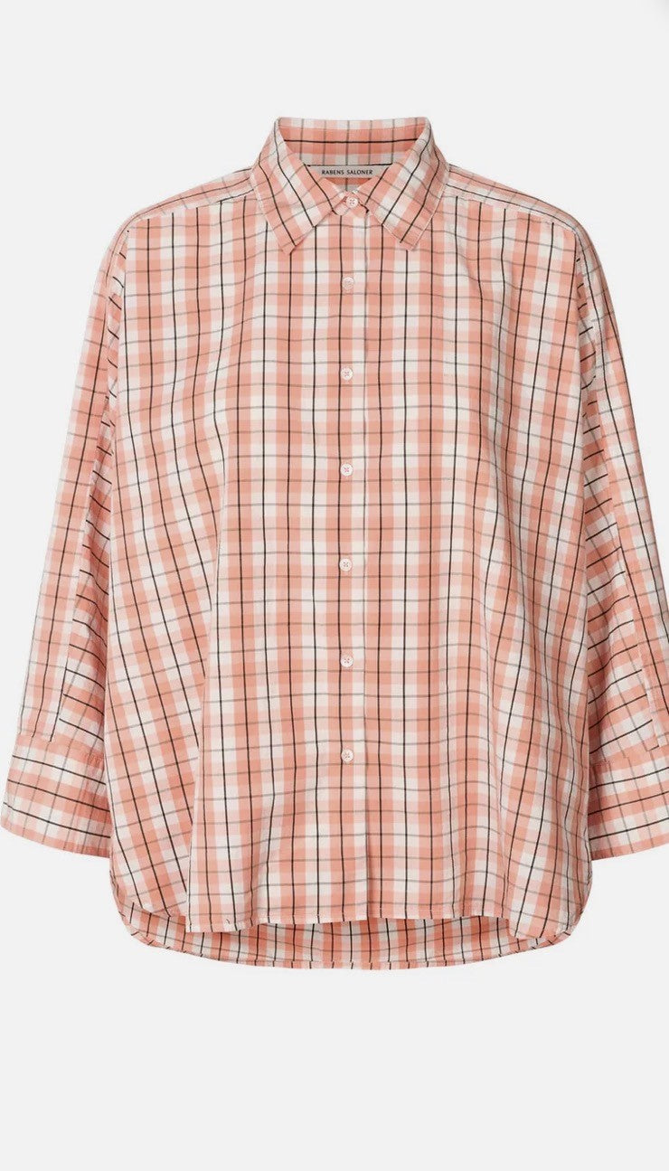 RABENS SALONER - CHLOE SHIRT-BLOUSE MANDERIN CHECK