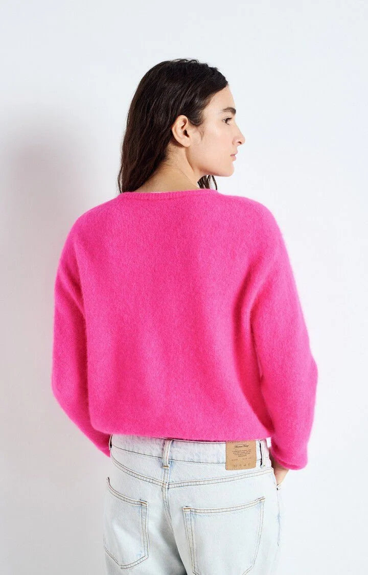 AMERICAN VINTAGE VITOW CARDIGAN - NEON ROZE -PINK MELANGE