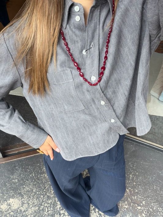 ACADEMIA MIA BLOUSE - JEANS / FADED BLACK /ANTRA