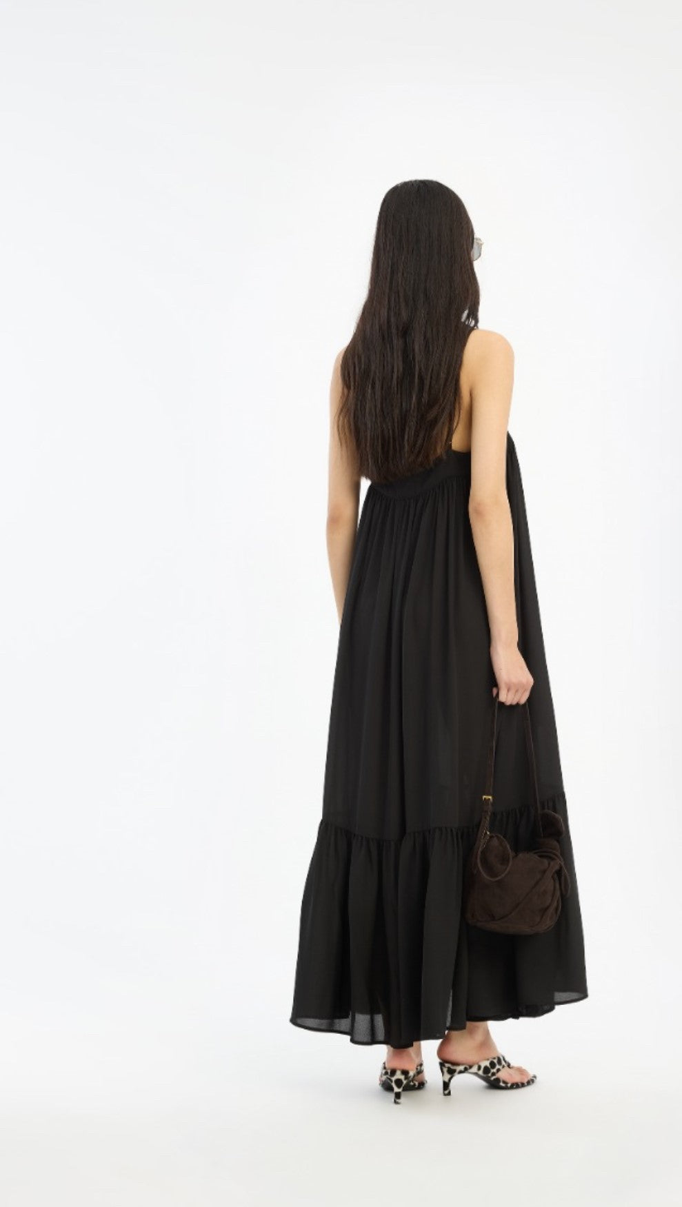 ROTATE MIDI A-LINE DRESS - BLACK