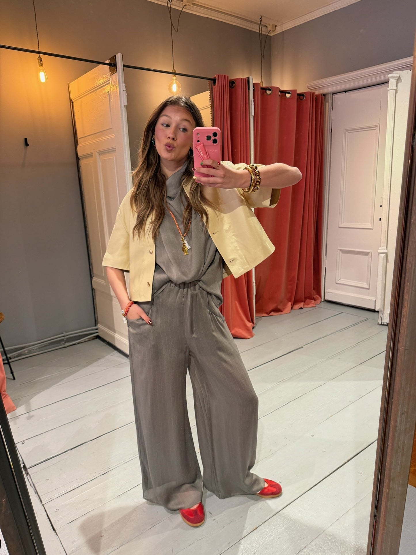 MARGAUX LÖNNBERG NED PANTALON KAKI STRIPES