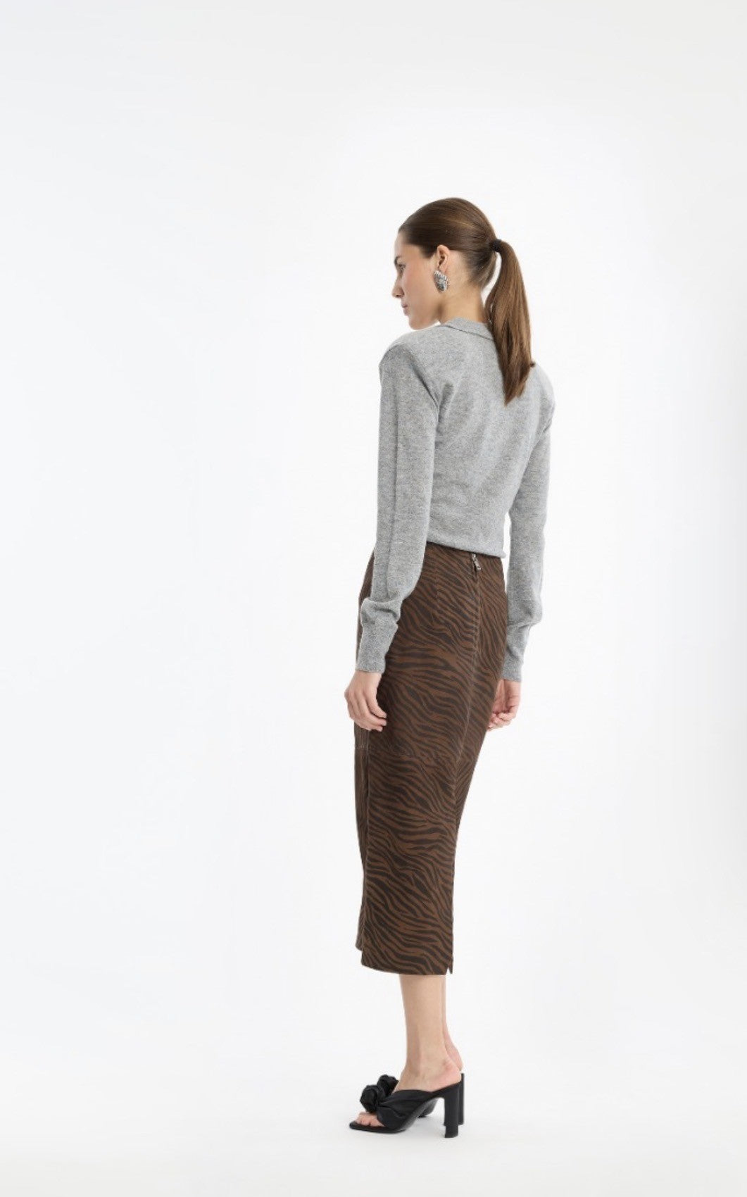 ROTATE WOOL LONG SLEEVE POLO - GREY