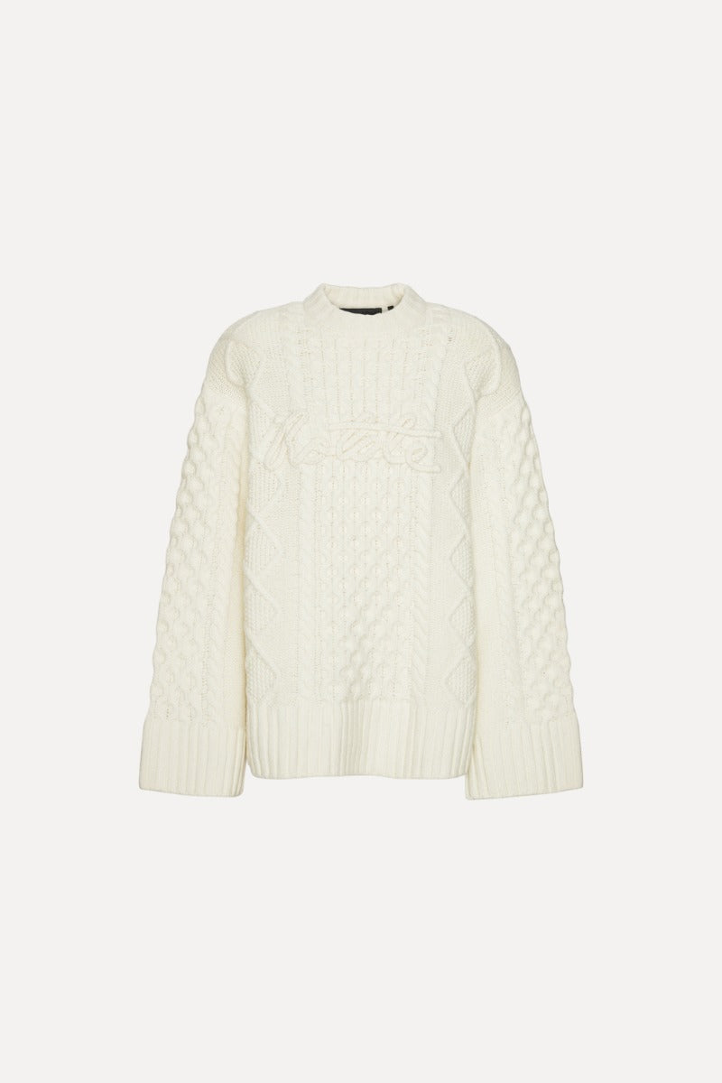 ROTATE KNIT CABLE CREWNECK WHITE