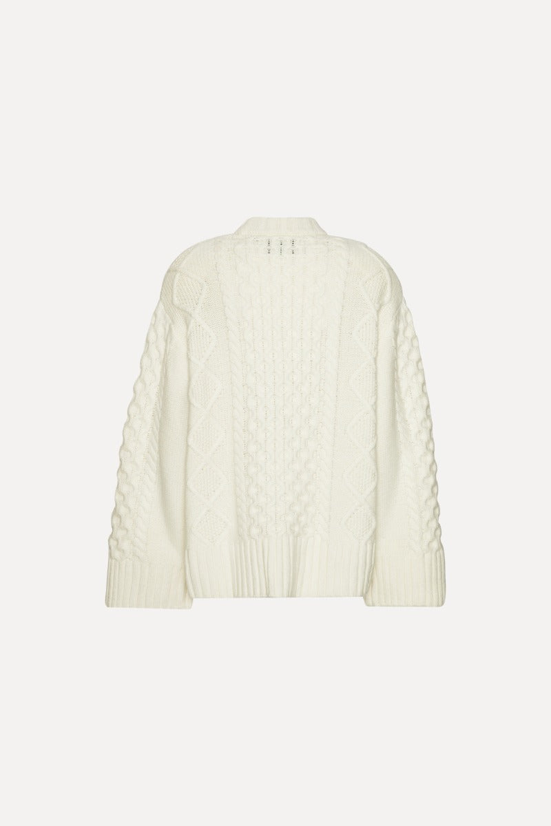 ROTATE KNIT CABLE CREWNECK WHITE