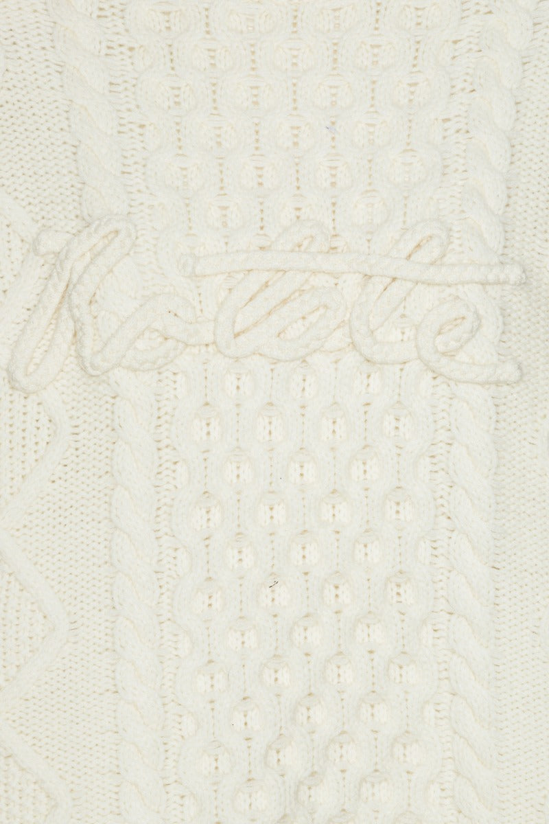 ROTATE KNIT CABLE CREWNECK WHITE