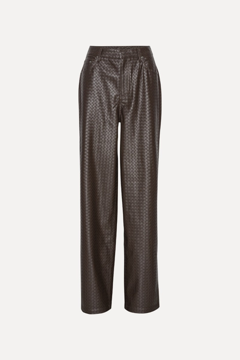ROTATE WIDE LEG 5 POCKET PANTS DARK BROWN