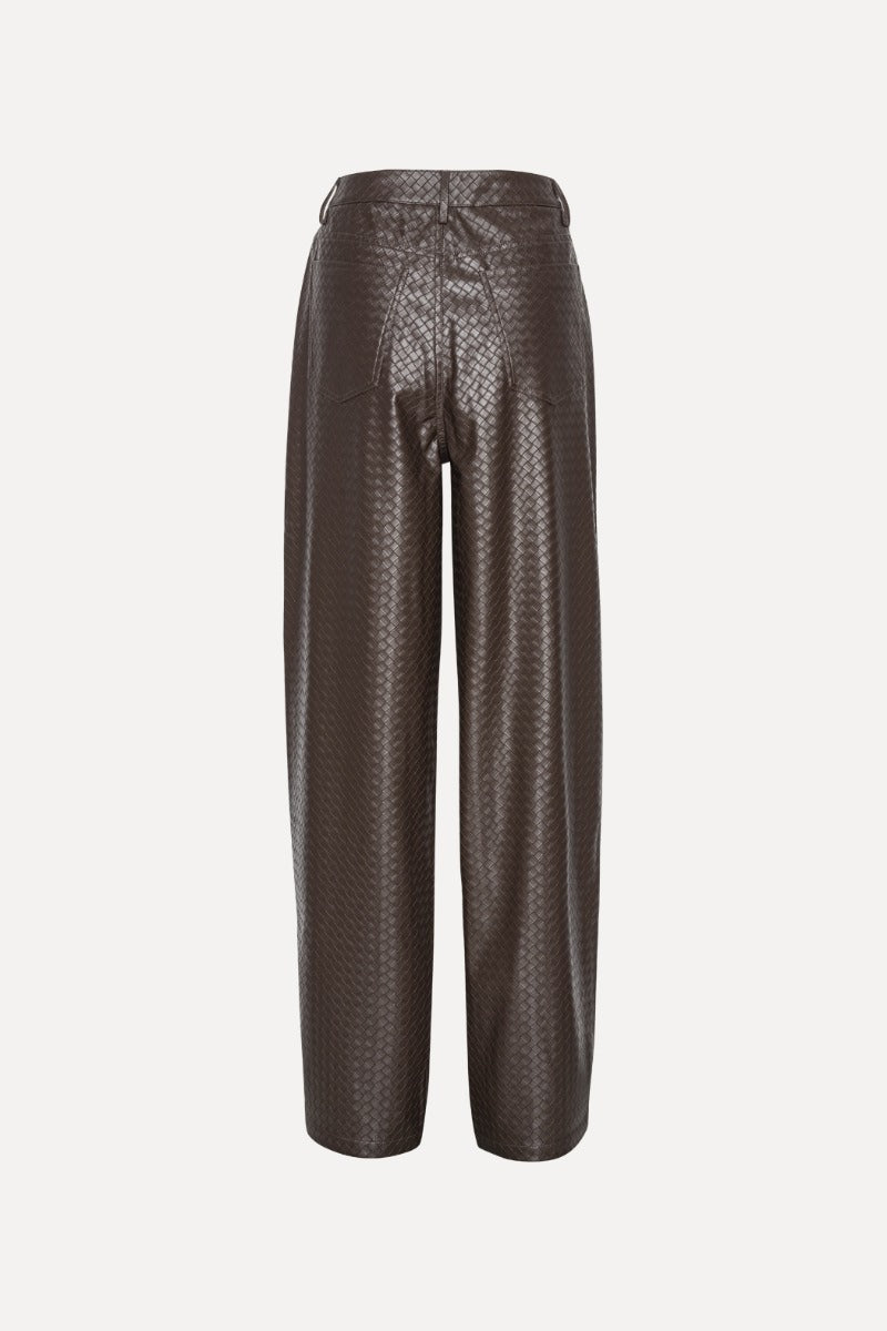 ROTATE WIDE LEG 5 POCKET PANTS DARK BROWN