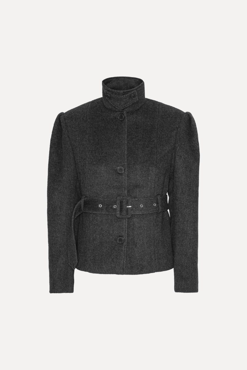 ROTATE OVERSIZED BELTED JACKET DARK GREY