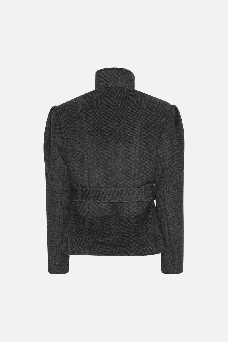 ROTATE OVERSIZED BELTED JACKET DARK GREY