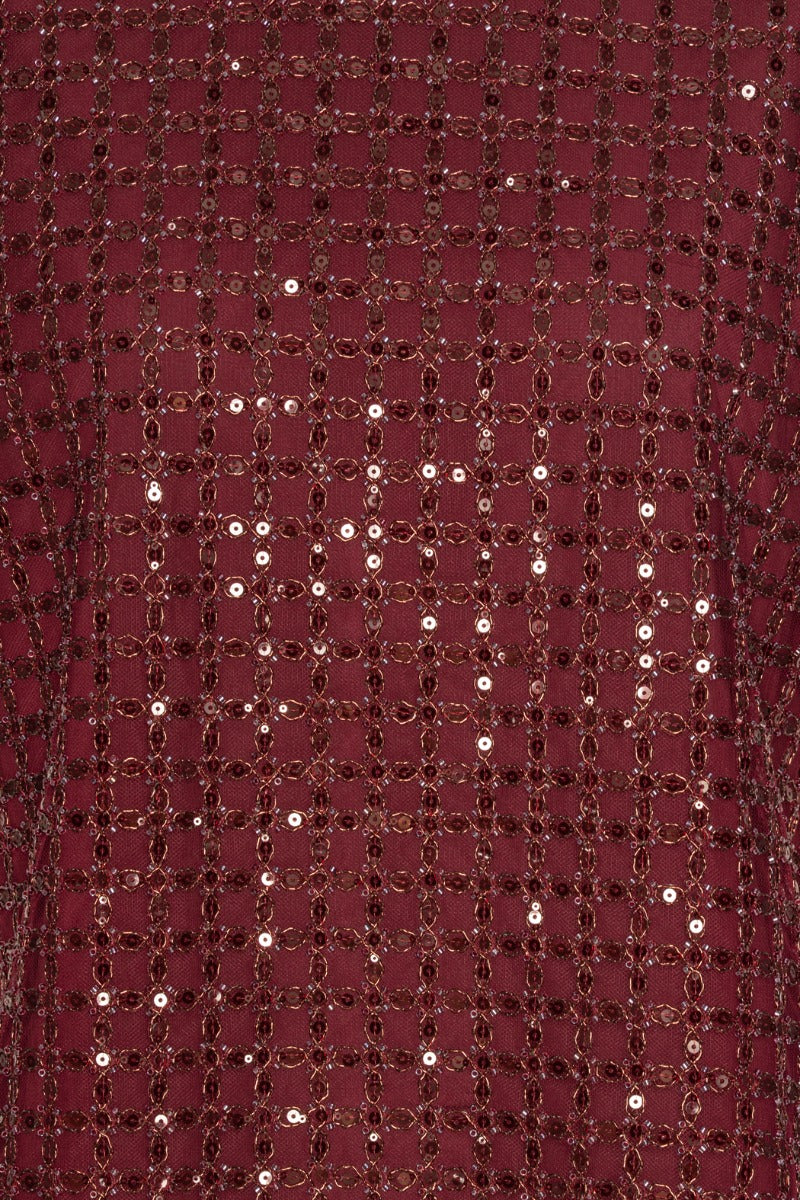 ROTATE BEADED OVERSIZED TOP - BORDEAUX