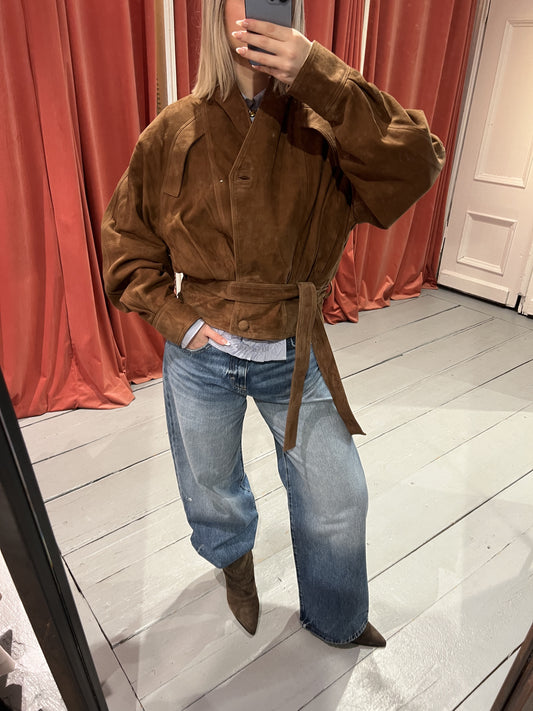 ROTATE SUEDE BOMBER JACK - BISON