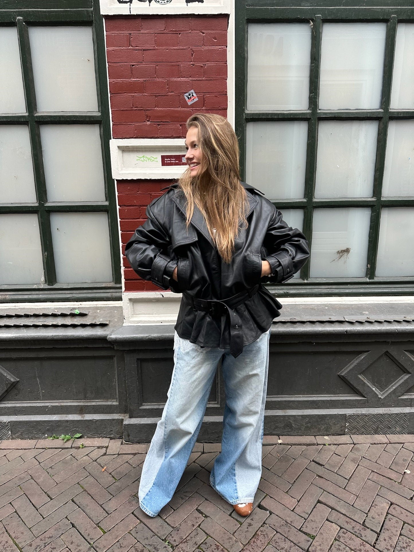 ROTATE BIKER LEREN JACK - ZWART