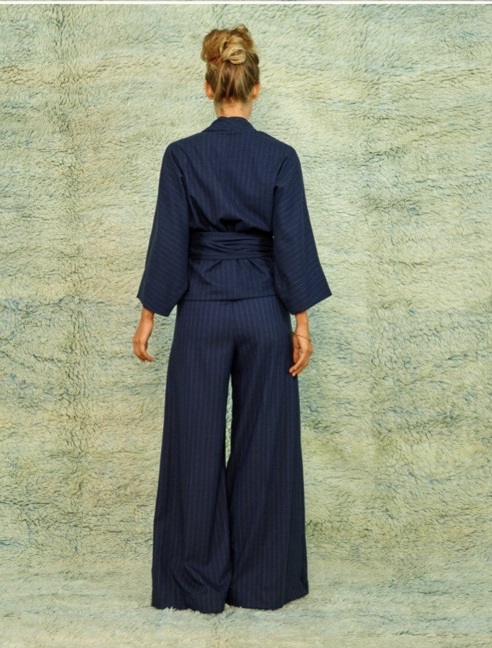 SEA ME HAPPY SUPER WOODY PANTS - PIN STRIPED - MIDNIGHT BLUE