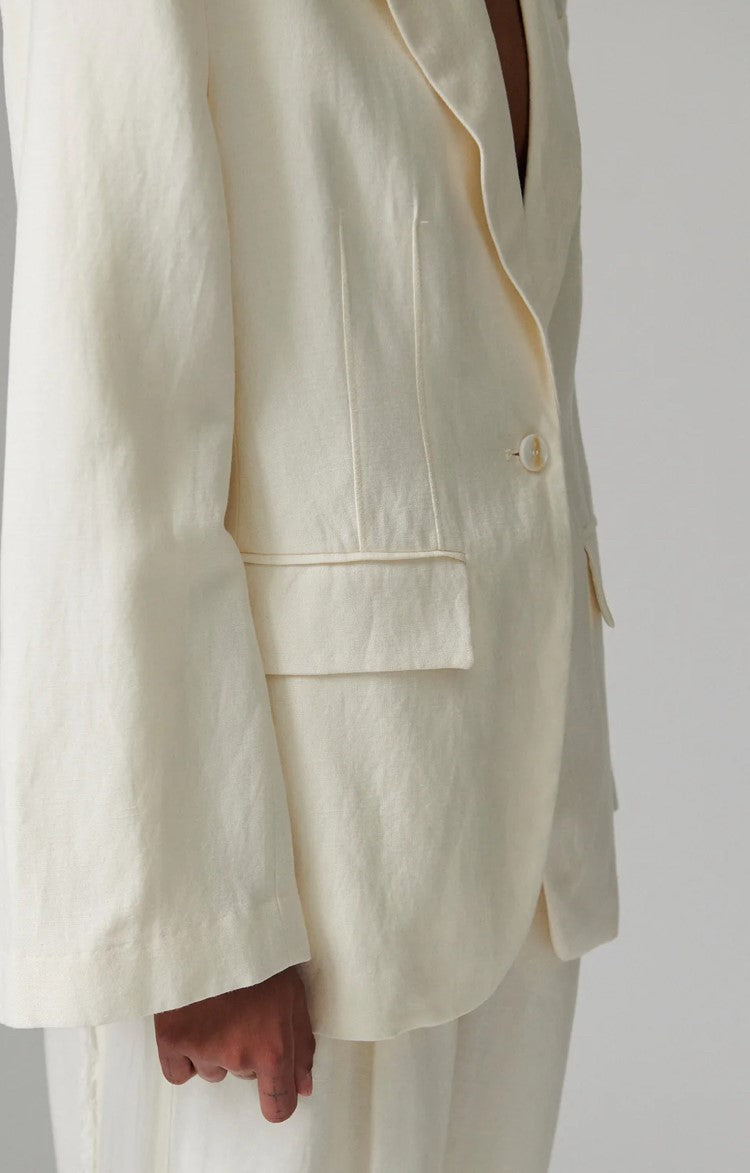 DAY ET BIRGER FIONA BLAZER - CONTRAST LINNEN - JET STREAM