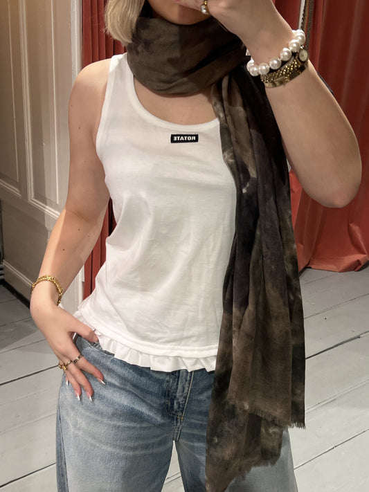 ROTATE RUFFLE HEM TANK TOP - BRIGHT WHITE