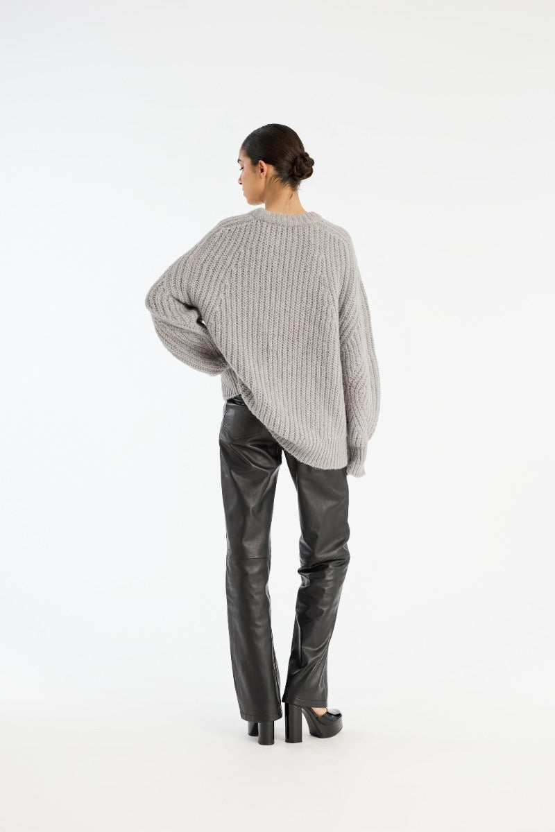 ROTATE KNITTED LOGO SWEATER LIGHT GREY