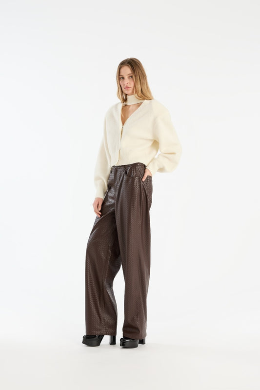 ROTATE WIDE LEG 5 POCKET PANTS DARK BROWN