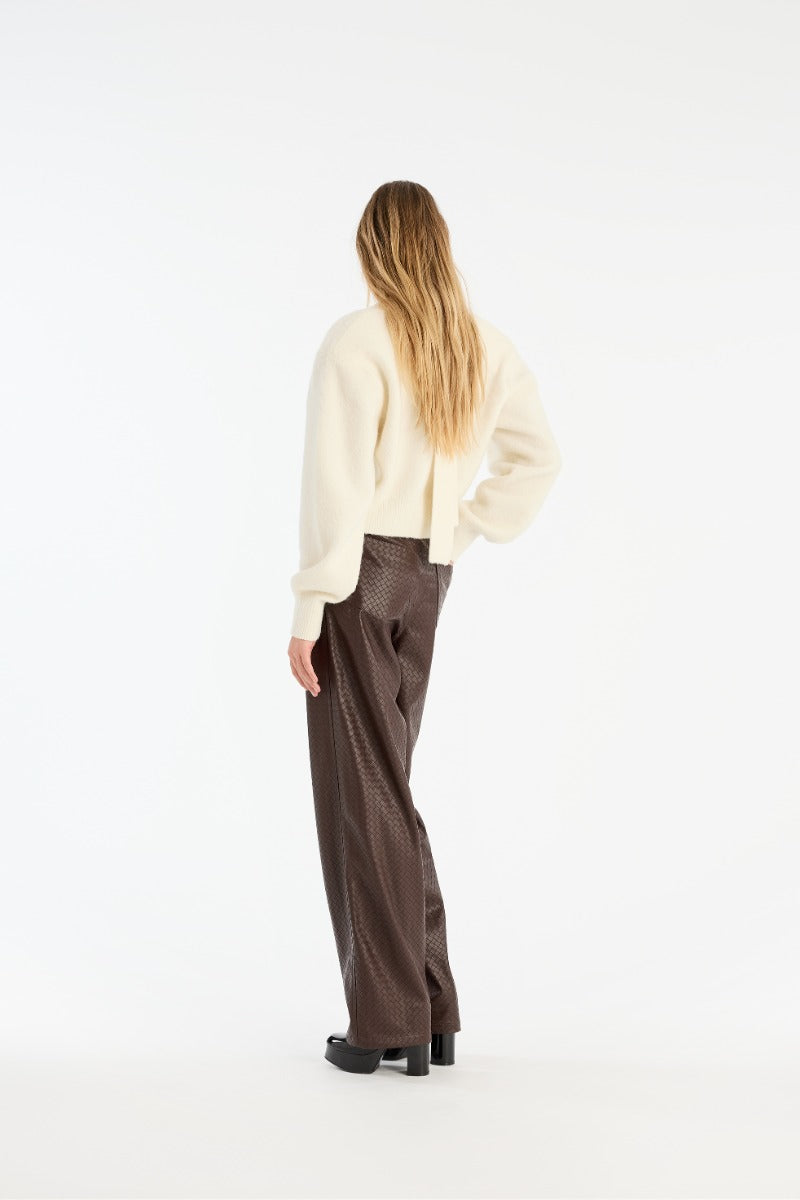 ROTATE WIDE LEG 5 POCKET PANTS DARK BROWN