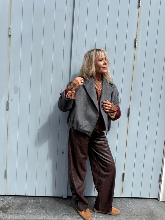 ROTATE WIDE LEG 5 POCKET PANTS DARK BROWN