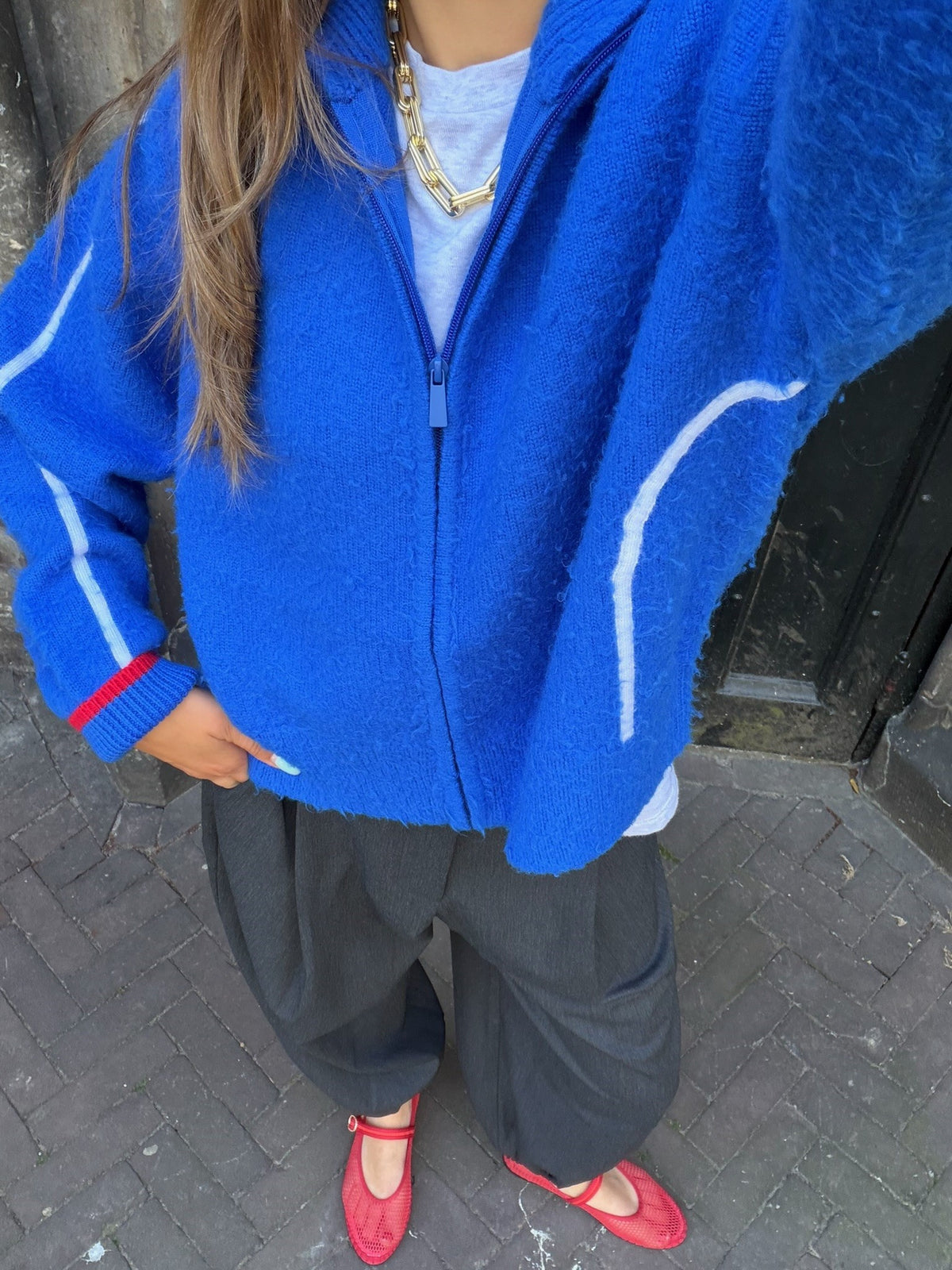 SEA ME HAPPY SCOTTIE ZIP UP SWEATER