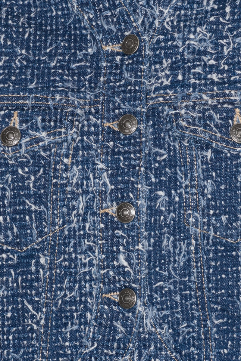 ROTATE ROUND SLEEVE DENIM JACKET - MEDIUM BLUE