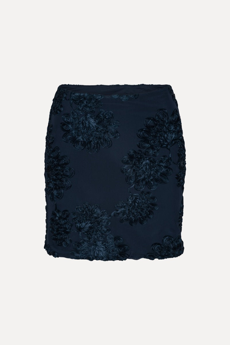 ROTATE 3D MESH MINI SKIRT - DARK BLUE