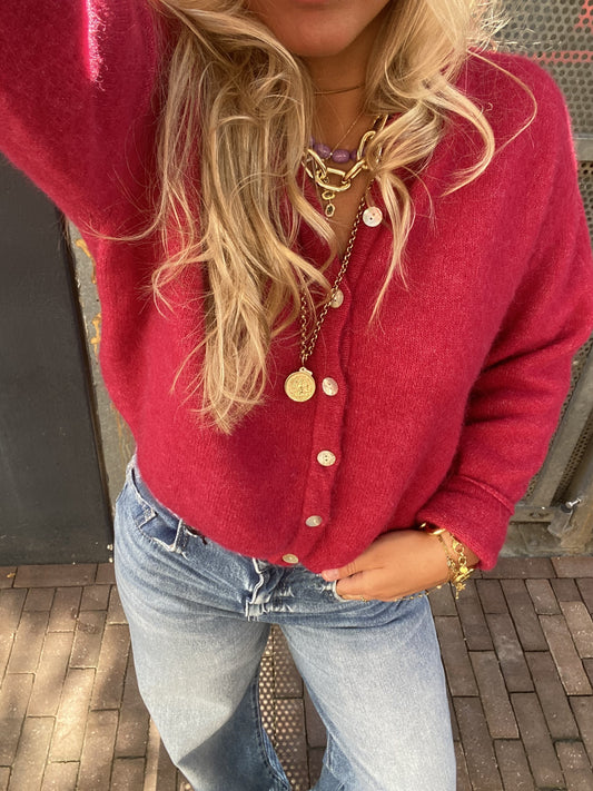 AMERICAN VINTAGE VITOW CARDIGAN MAGENTA