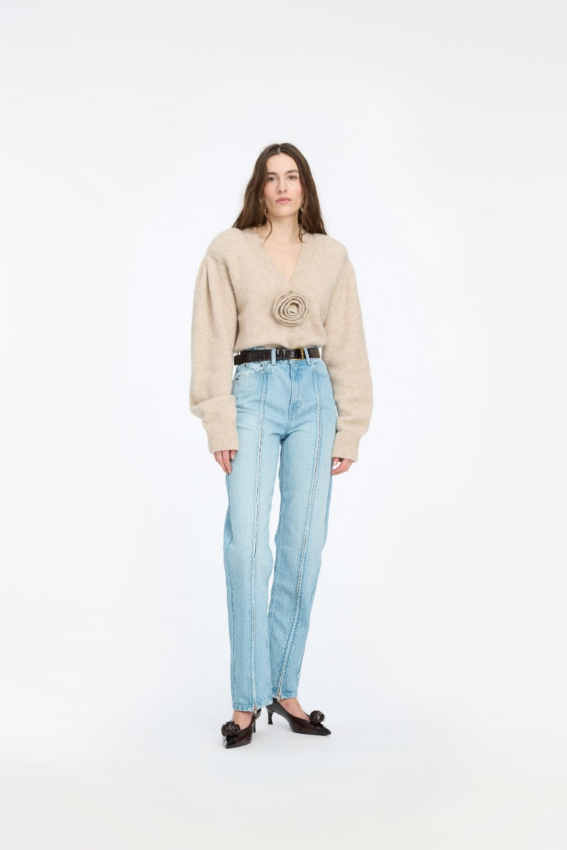 ROTATE KNIT FLOWER CARDIGAN BEIGE