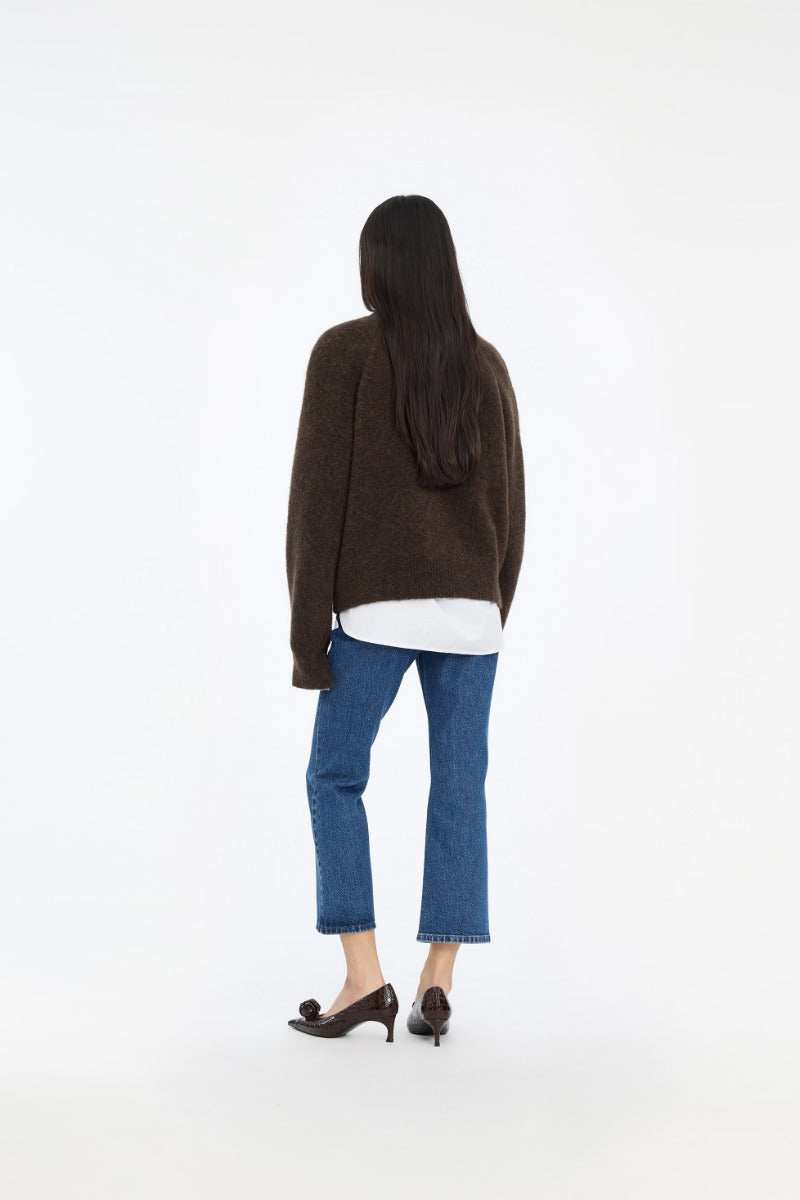ROTATE KNIT FLOWER JUMPER DARK BROWN