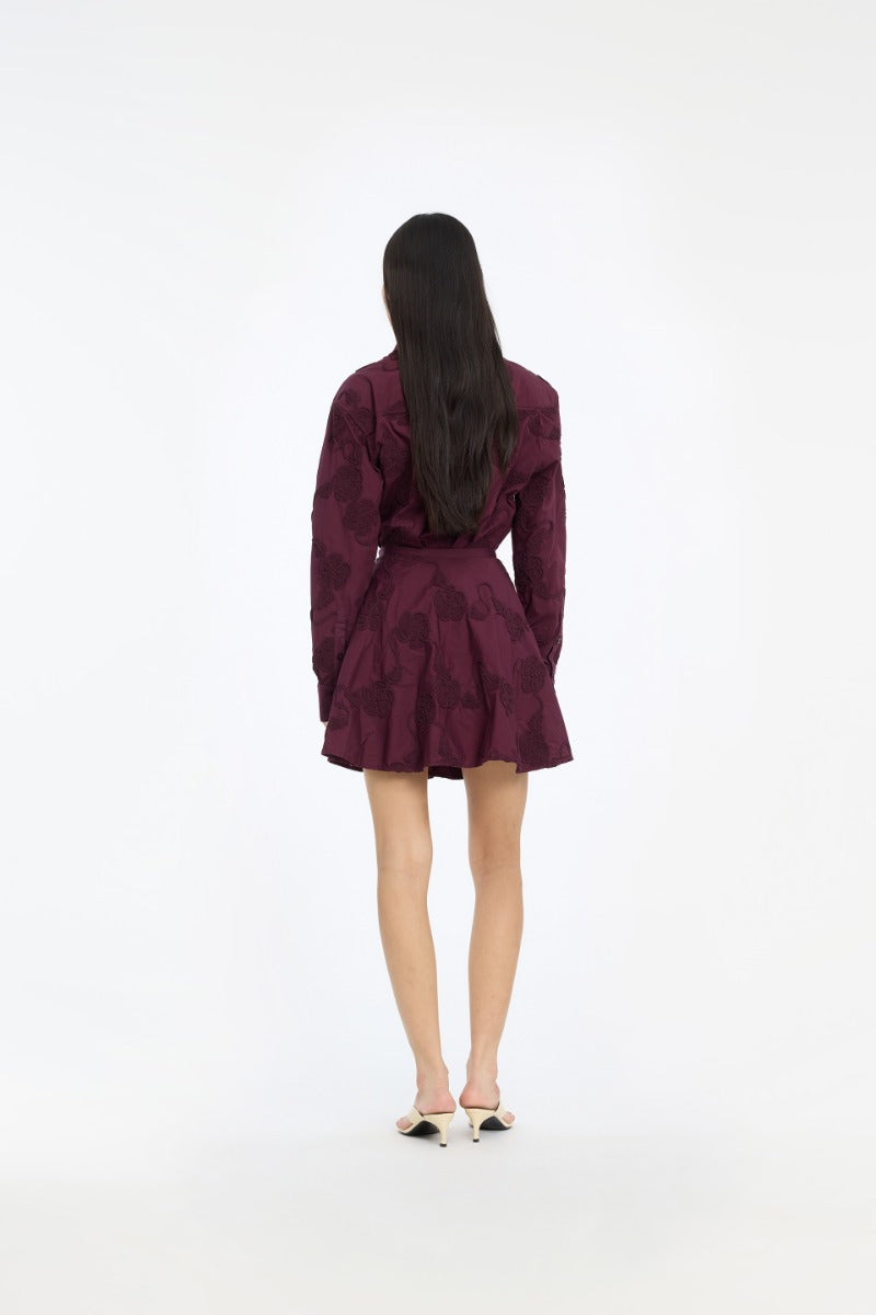 ROTATE FLOWER OVERSIZED SHIRT BORDEAUX
