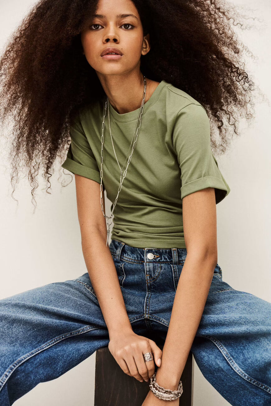 BA&SH T-SHIRT BLANCA KAKI