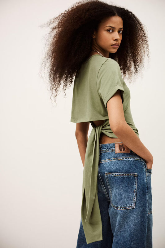 BA&SH T-SHIRT BLANCA KAKI