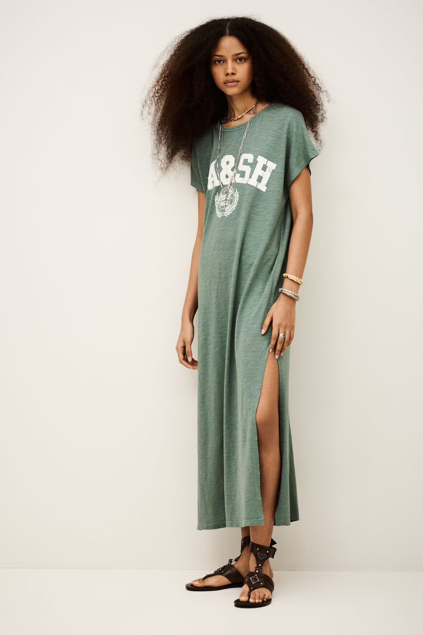 BA&SH T-SHIRT DRESS CIVIA GREEN