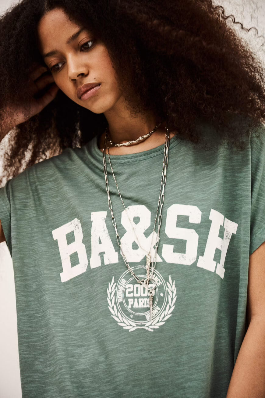 BA&SH T-SHIRT DRESS CIVIA GREEN