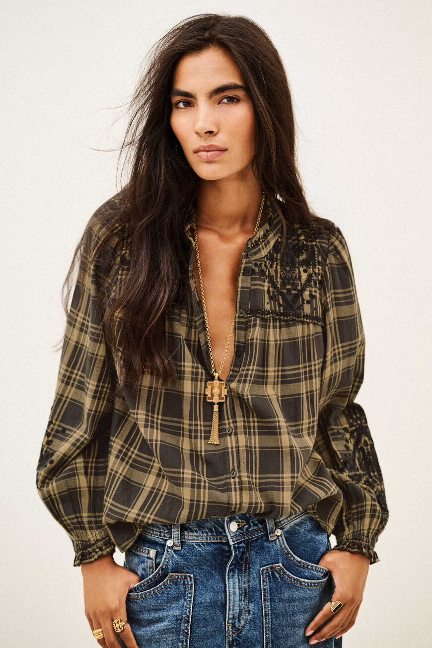 BA&SH KAELA SHIRT GREEN