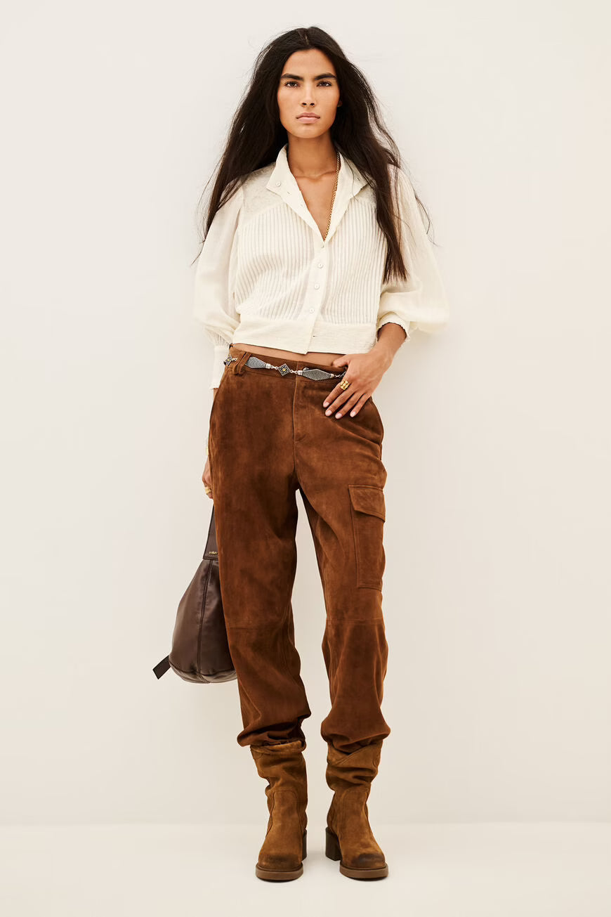BA&SH EMBROIDERED SHIRT TAVIA ECRU