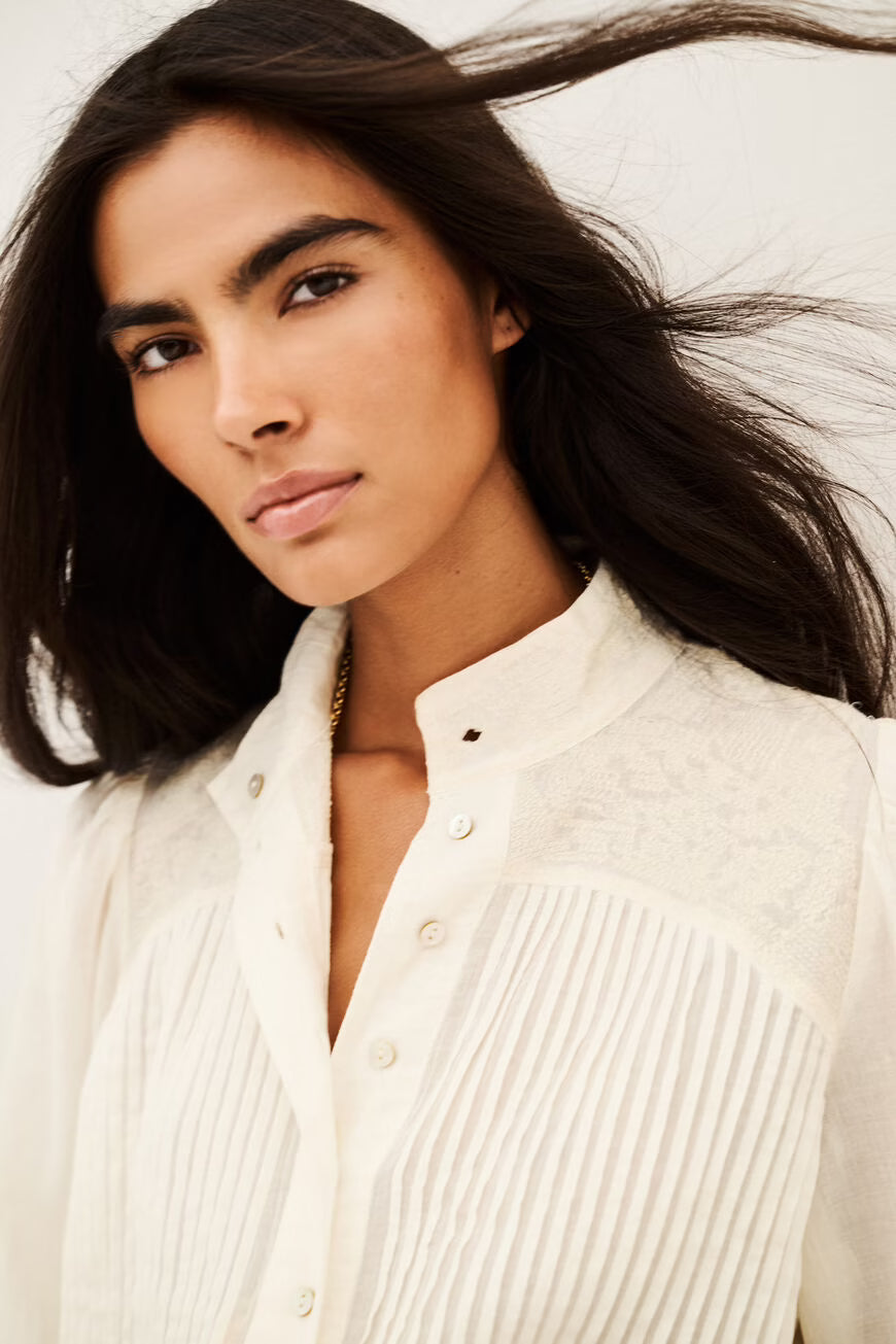 BA&SH EMBROIDERED SHIRT TAVIA ECRU